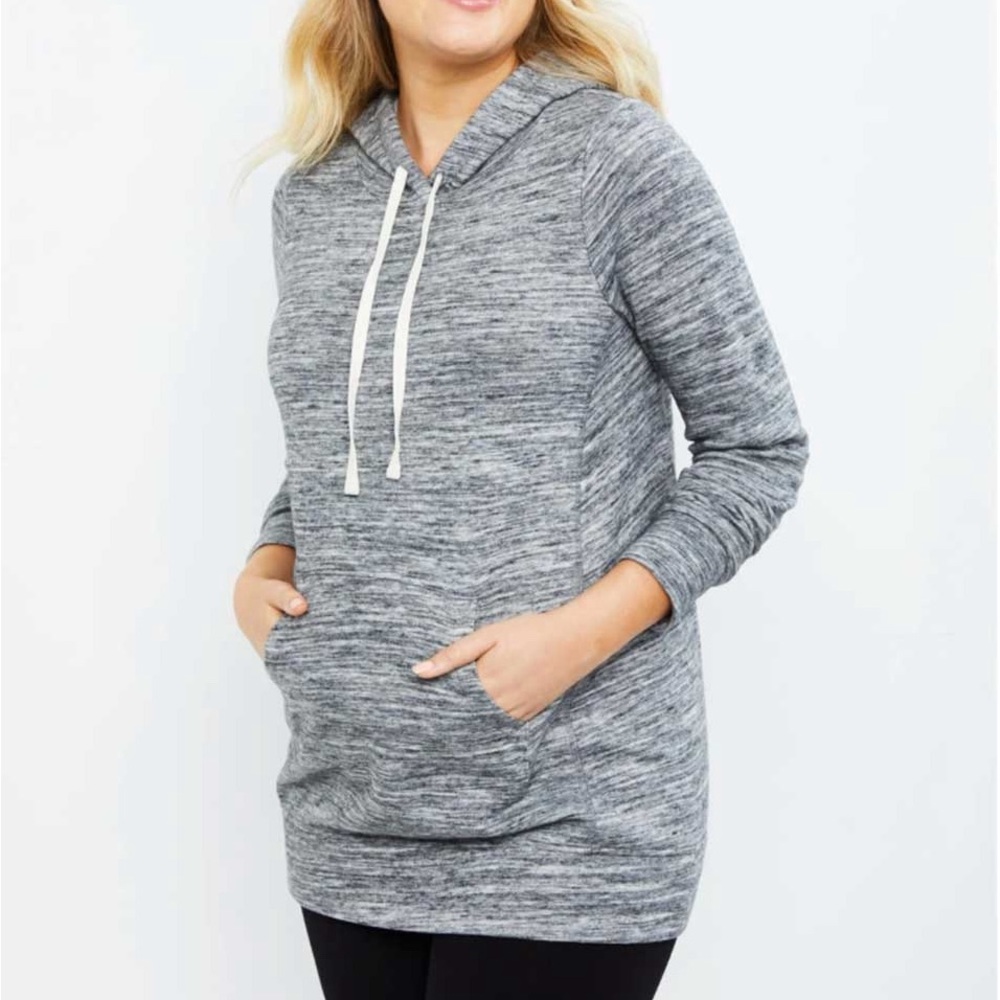 Motherhood Maternity Heathered Gray Hoodie